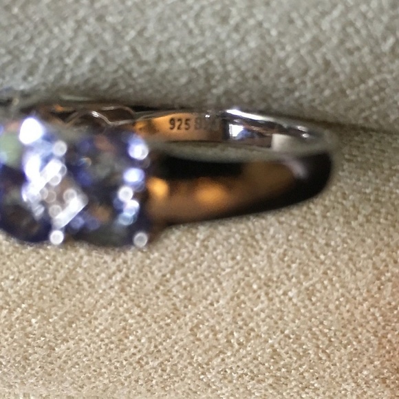 Sterling Silver Tanzanite White Topaz Ring Sz 7 - Picture 3 of 3